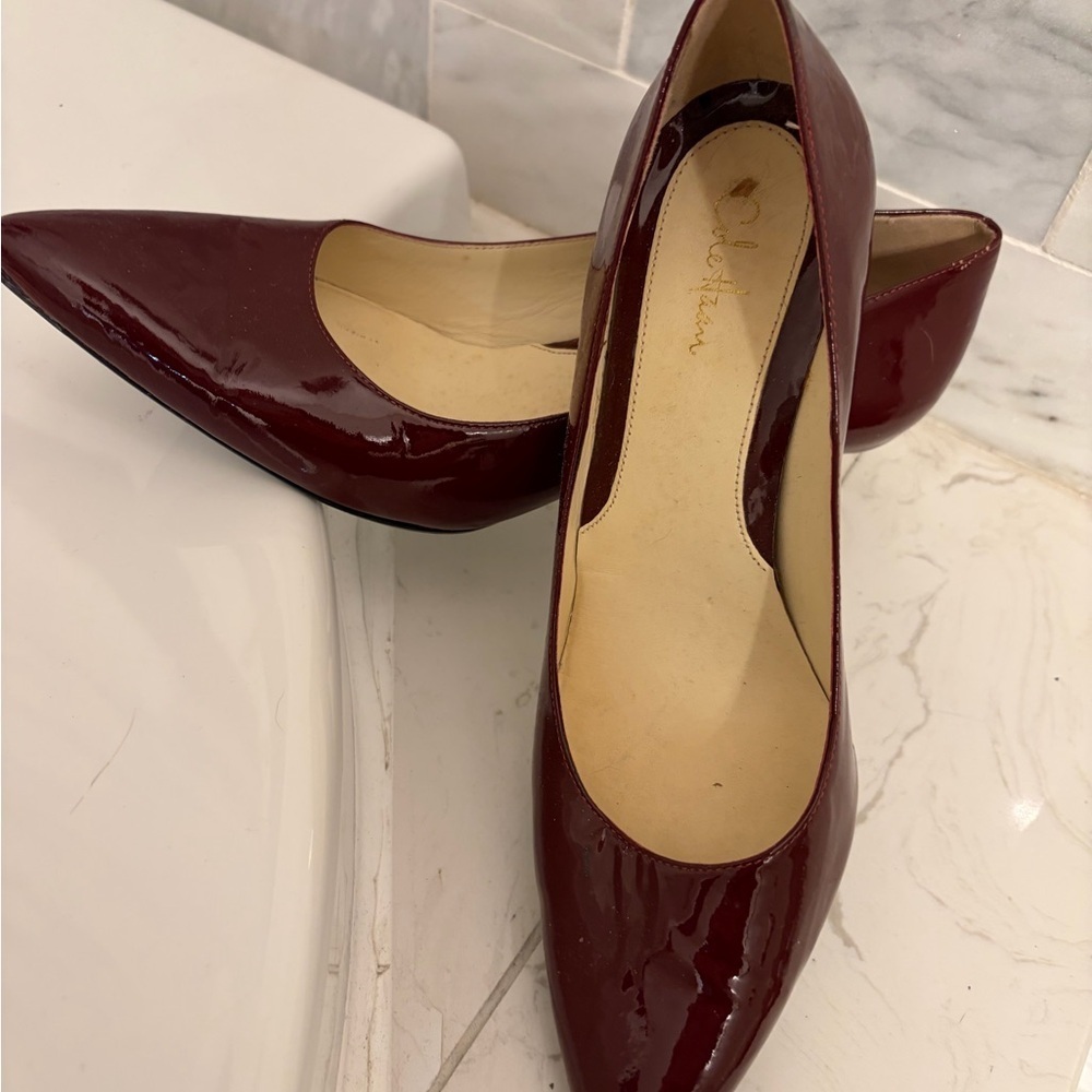 Cole Haan Dark Red Patent Leather Heels 7 'flaw